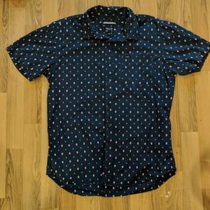 RVCA Navy and Pink Patterned Button Up